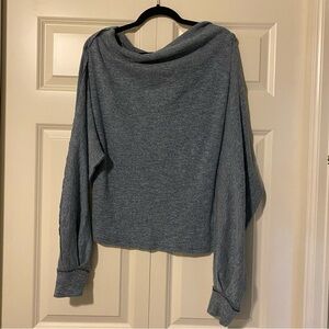 We The Free Heathered blue-grey Cowl Neck Sweater